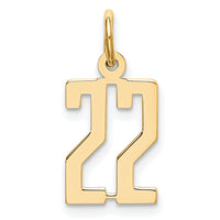 14k Small Elongated Number 22 Charm-LES22