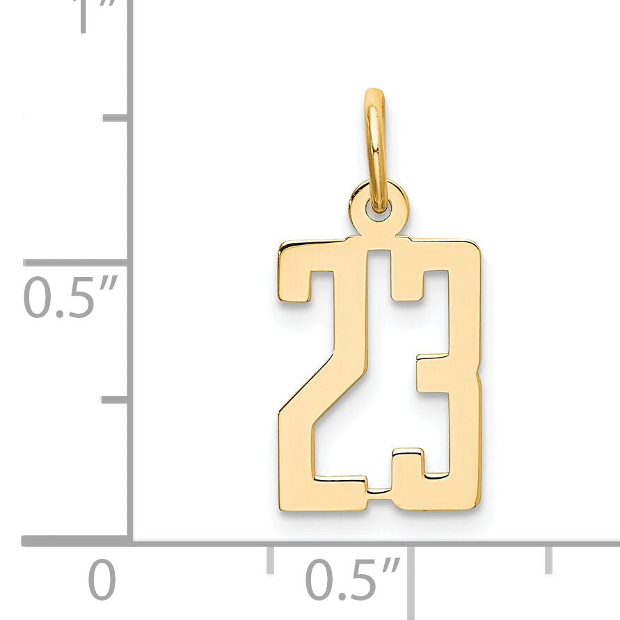 14k Small Elongated Number 23 Charm-LES23