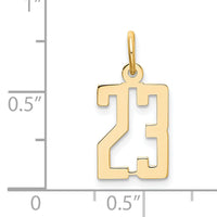 14k Small Elongated Number 23 Charm-LES23