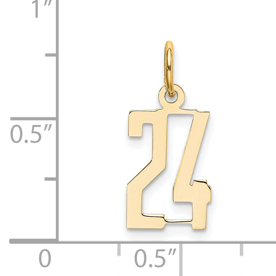 14k Small Elongated Number 24 Charm-LES24