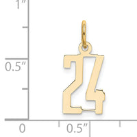14k Small Elongated Number 24 Charm-LES24