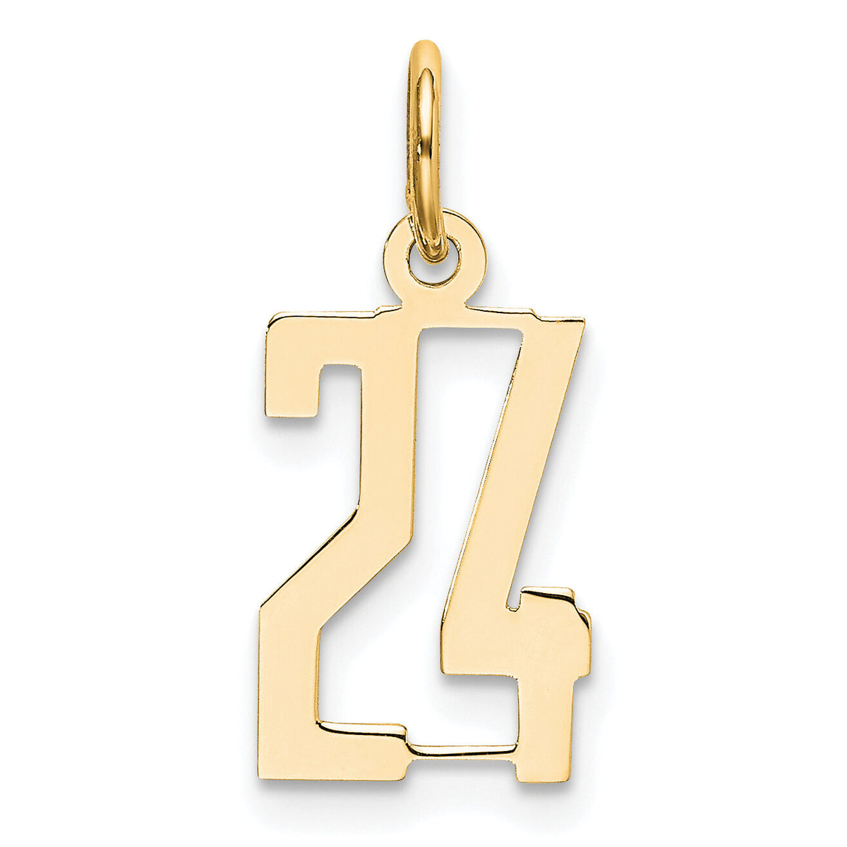14k Small Elongated Number 24 Charm-LES24