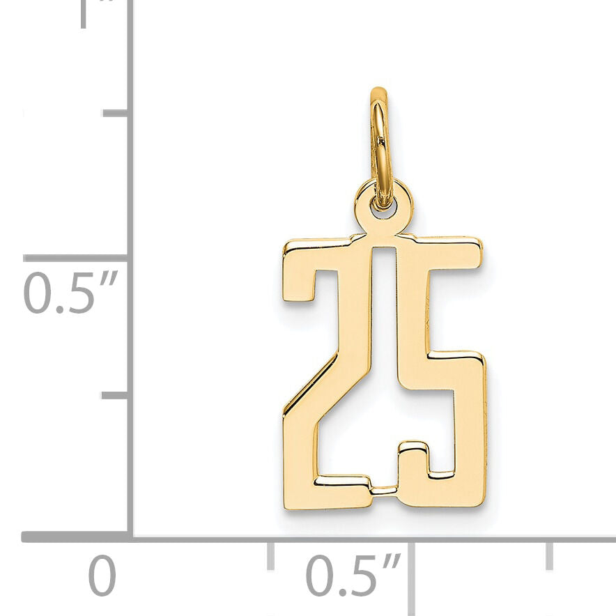 14k Small Elongated Number 25 Charm-LES25