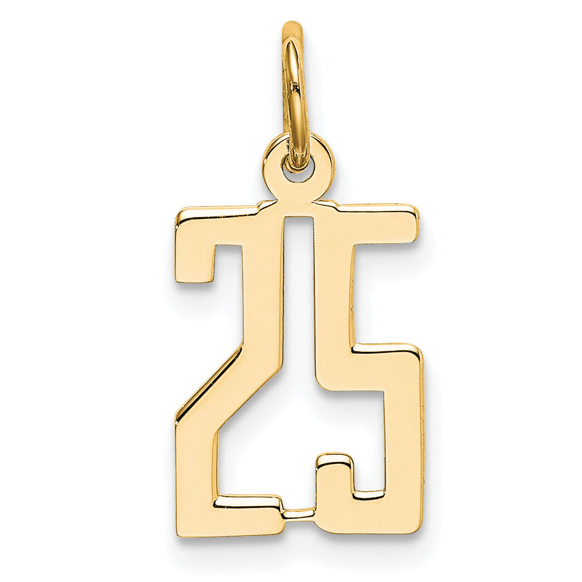 14k Small Elongated Number 25 Charm-LES25