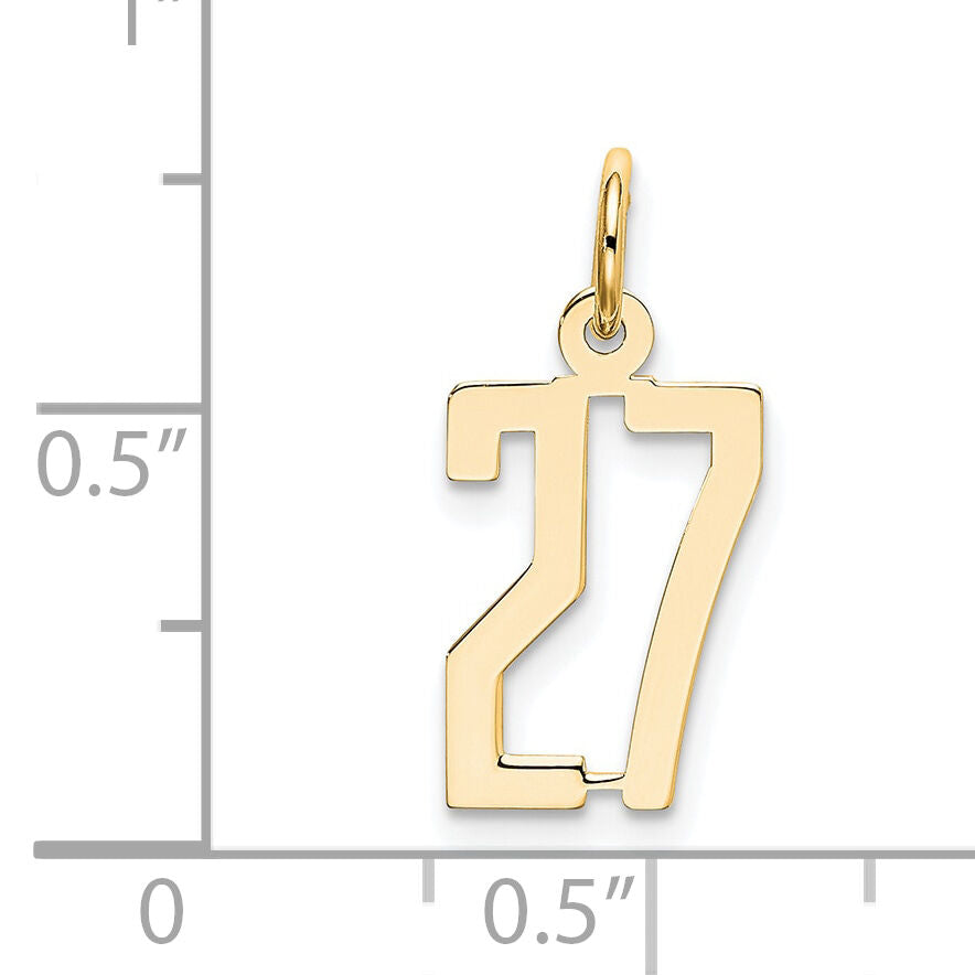 14k Small Elongated Number 27 Charm-LES27