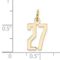 14k Small Elongated Number 27 Charm-LES27