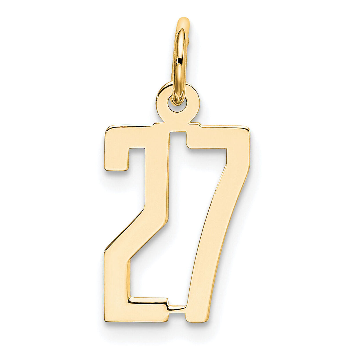14k Small Elongated Number 27 Charm-LES27