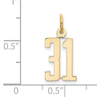 14k Small Elongated Number 31 Charm-LES31