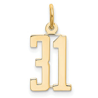 14k Small Elongated Number 31 Charm-LES31