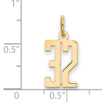 14k Small Elongated Number 32 Charm-LES32