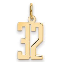 14k Small Elongated Number 32 Charm-LES32