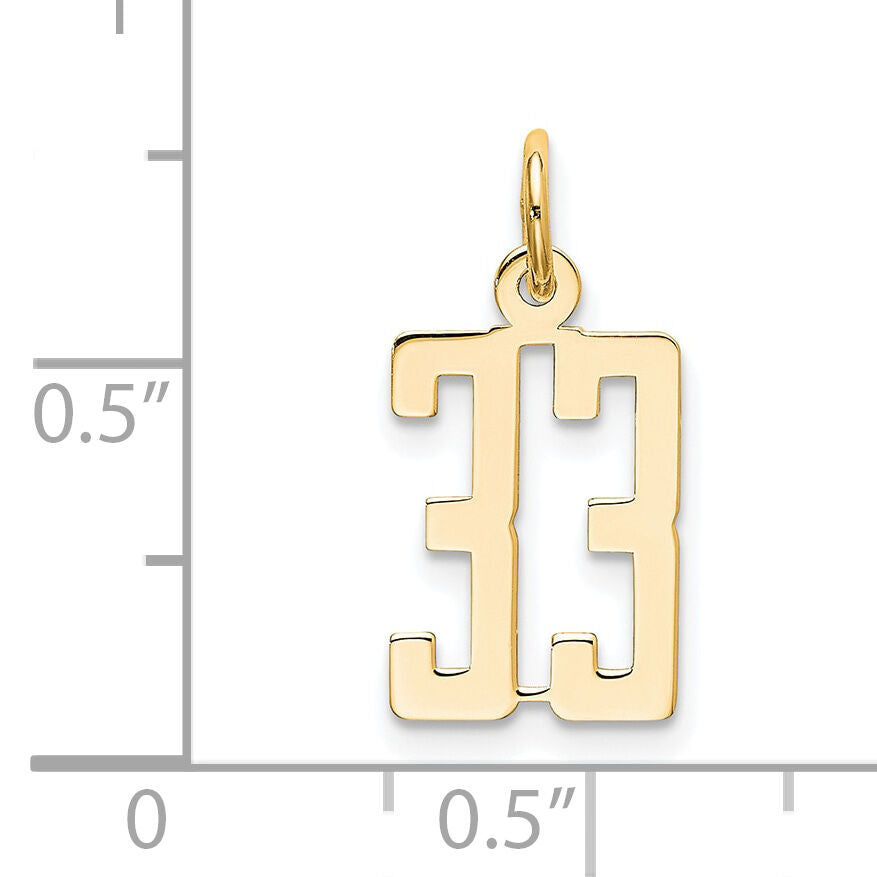 14k Small Elongated Number 33 Charm-LES33