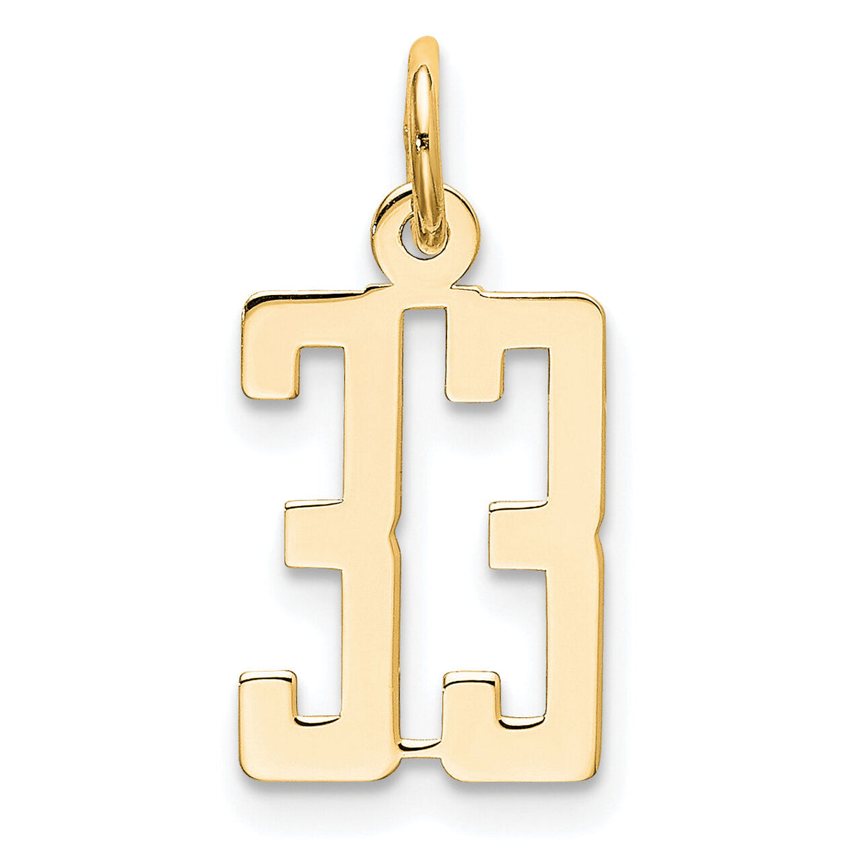 14k Small Elongated Number 33 Charm-LES33
