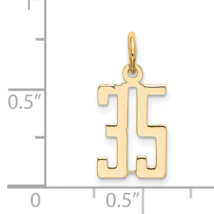 14k Small Elongated Number 35 Charm-LES35