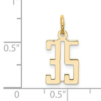 14k Small Elongated Number 35 Charm-LES35