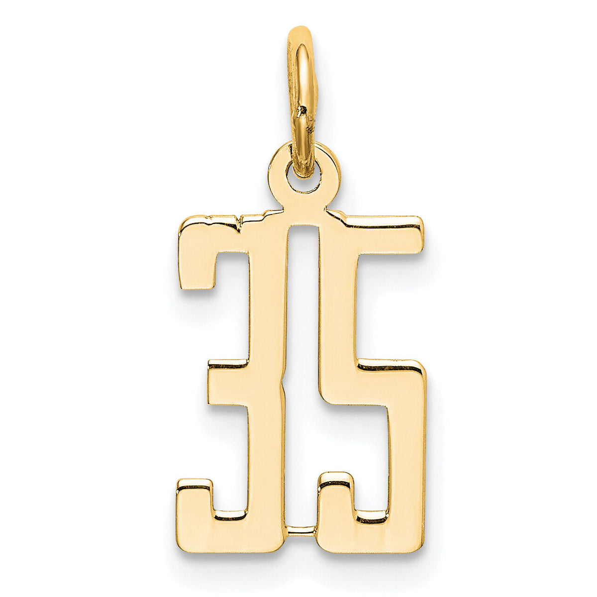 14k Small Elongated Number 35 Charm-LES35