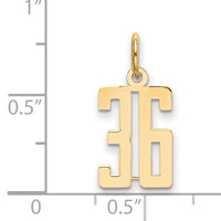 14k Small Elongated Number 36 Charm-LES36
