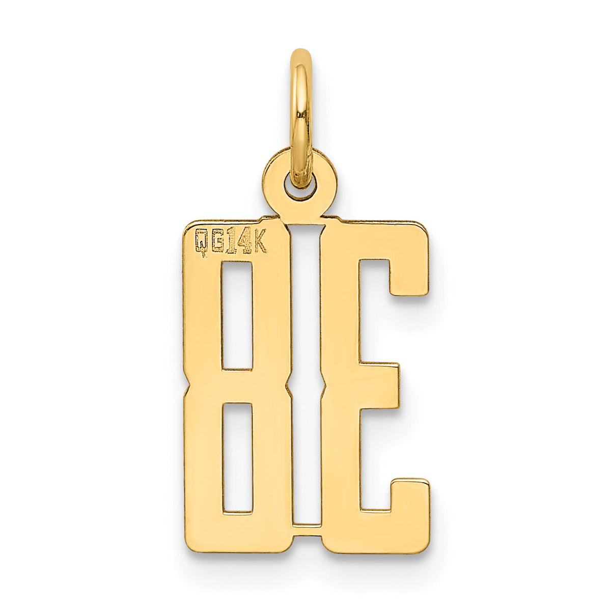 14k Small Elongated Number 38 Charm-LES38