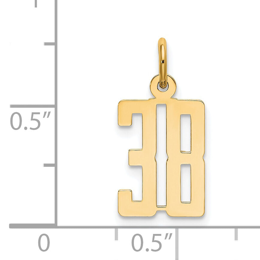 14k Small Elongated Number 38 Charm-LES38