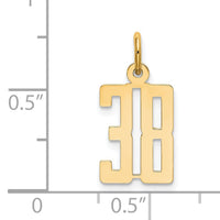 14k Small Elongated Number 38 Charm-LES38