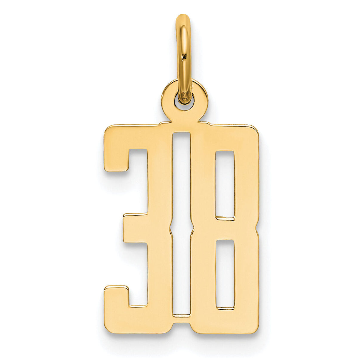 14k Small Elongated Number 38 Charm-LES38