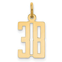 14k Small Elongated Number 38 Charm-LES38