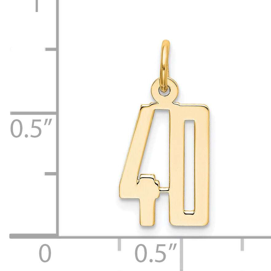 14k Small Elongated Number 40 Charm-LES40