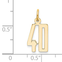 14k Small Elongated Number 40 Charm-LES40