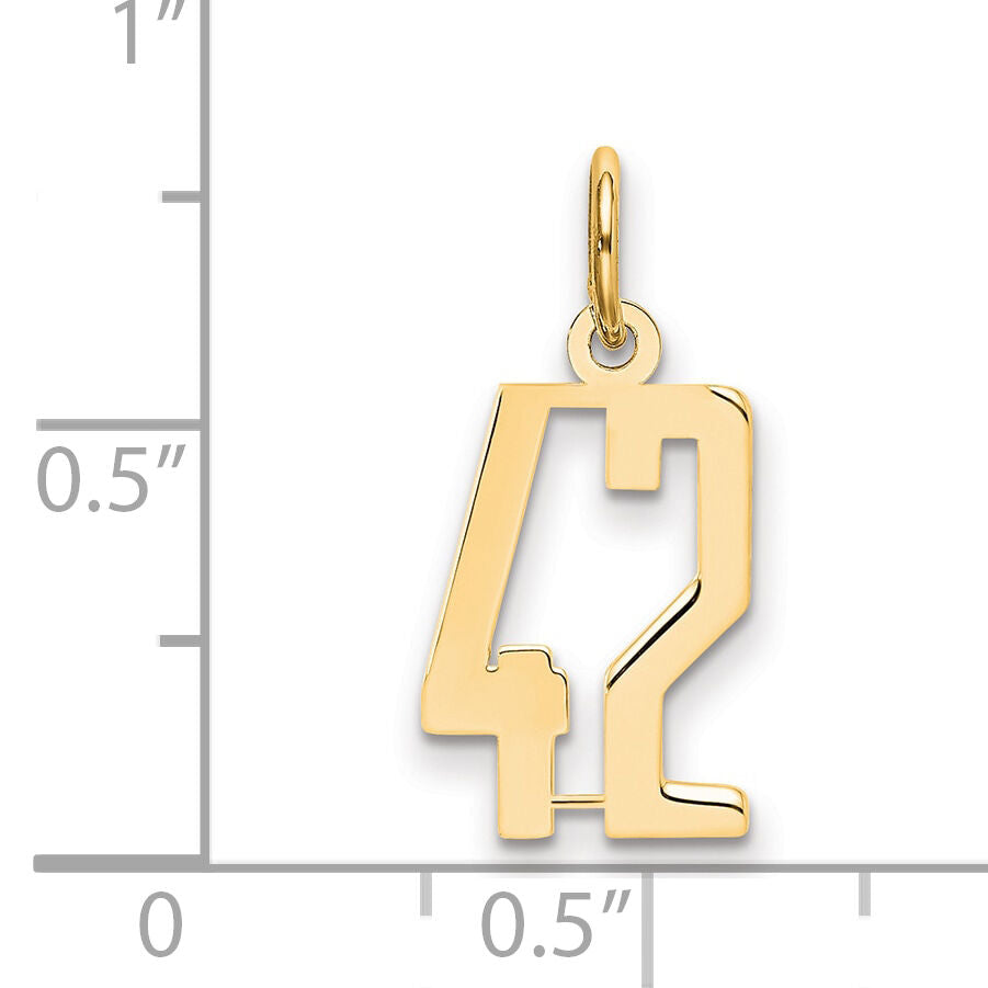 14k Small Elongated Number 42 Charm-LES42