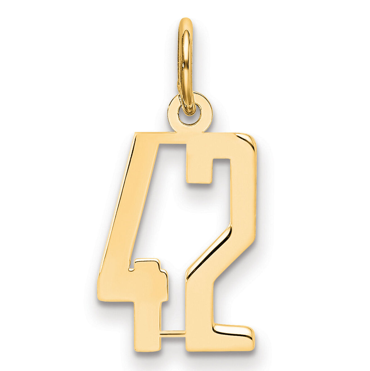 14k Small Elongated Number 42 Charm-LES42
