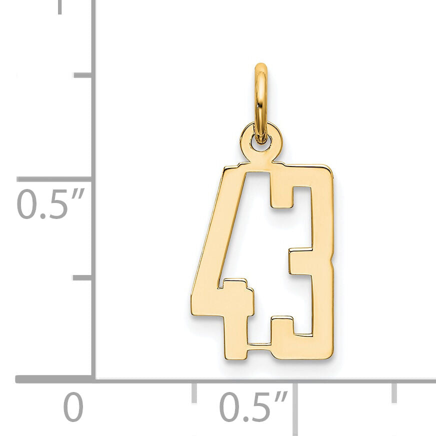 14k Small Elongated Number 43 Charm-LES43
