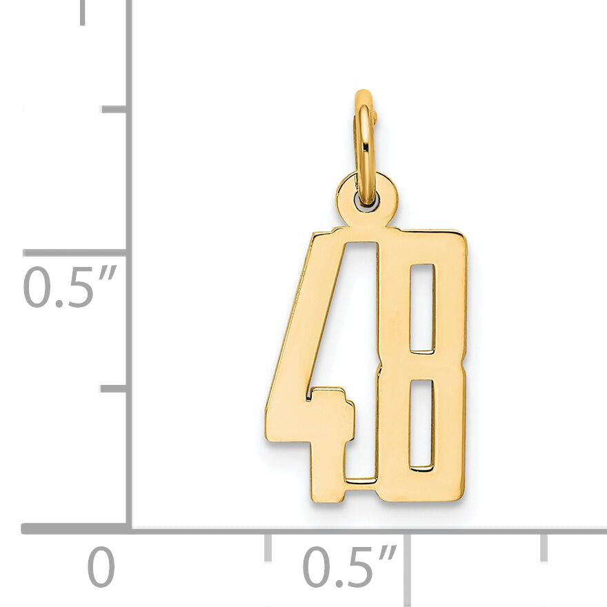 14k Small Elongated Number 48 Charm-LES48