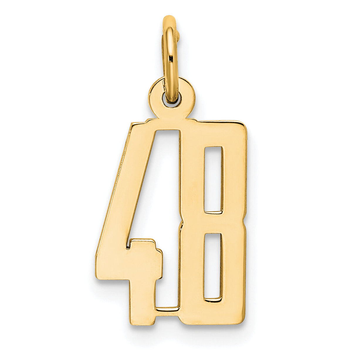14k Small Elongated Number 48 Charm-LES48