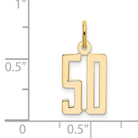 14k Small Elongated Number 50 Charm-LES50