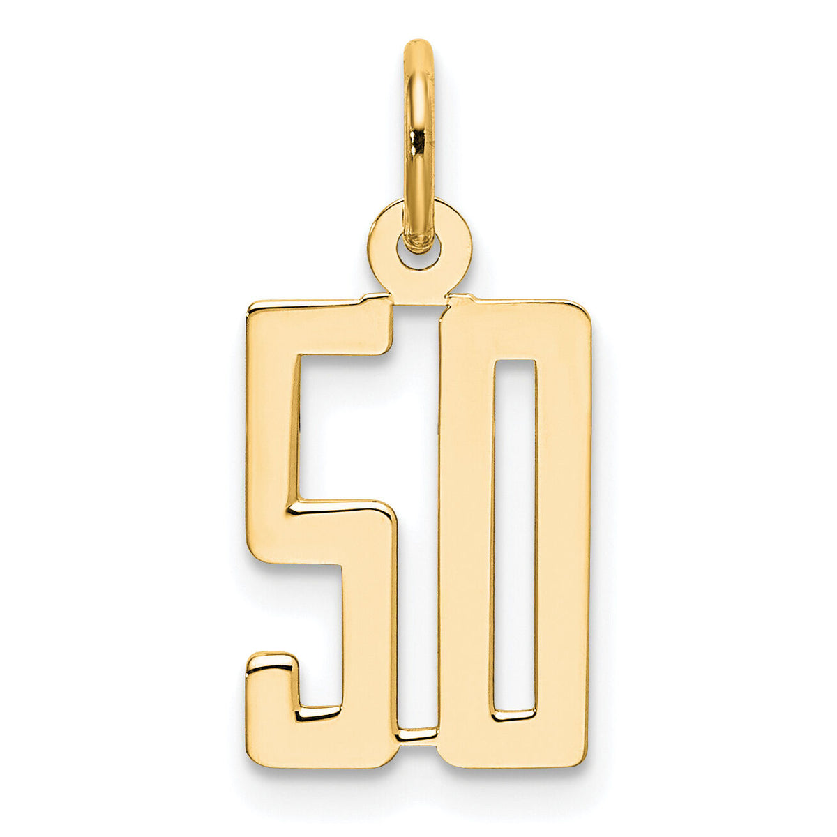 14k Small Elongated Number 50 Charm-LES50