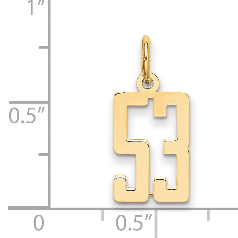14k Small Elongated Number 53 Charm-LES53