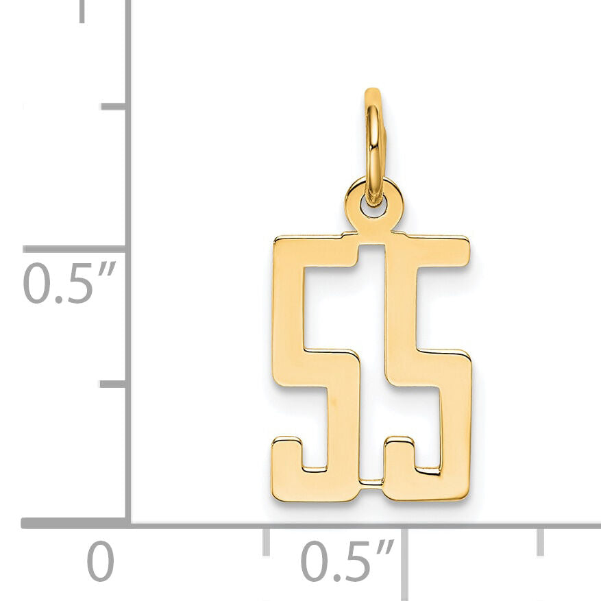 14k Small Elongated Number 55 Charm-LES55