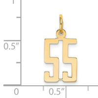 14k Small Elongated Number 55 Charm-LES55