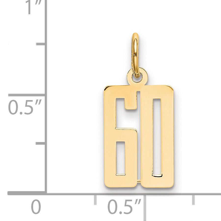 14k Small Elongated Number 60 Charm-LES60