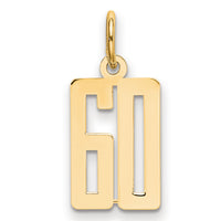 14k Small Elongated Number 60 Charm-LES60