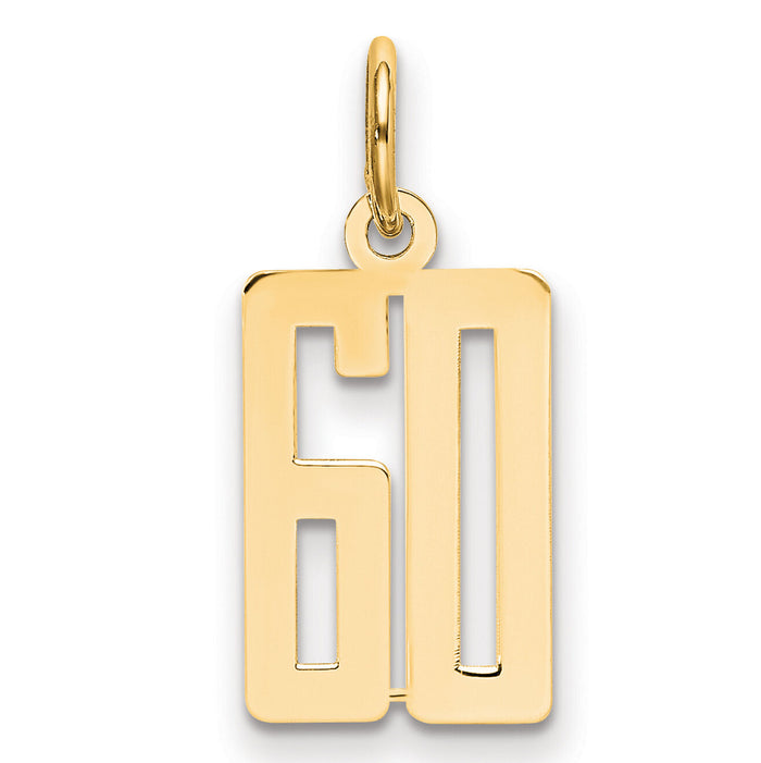 14k Small Elongated Number 60 Charm-LES60
