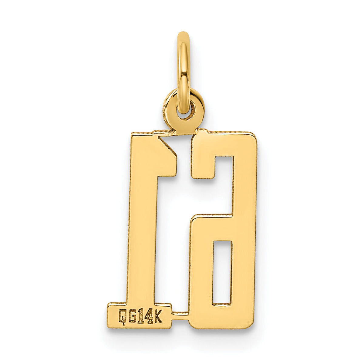 14k Small Elongated Number 61 Charm-LES61