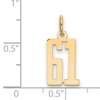 14k Small Elongated Number 61 Charm-LES61