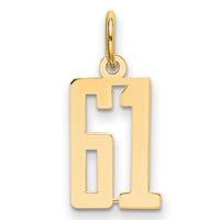 14k Small Elongated Number 61 Charm-LES61