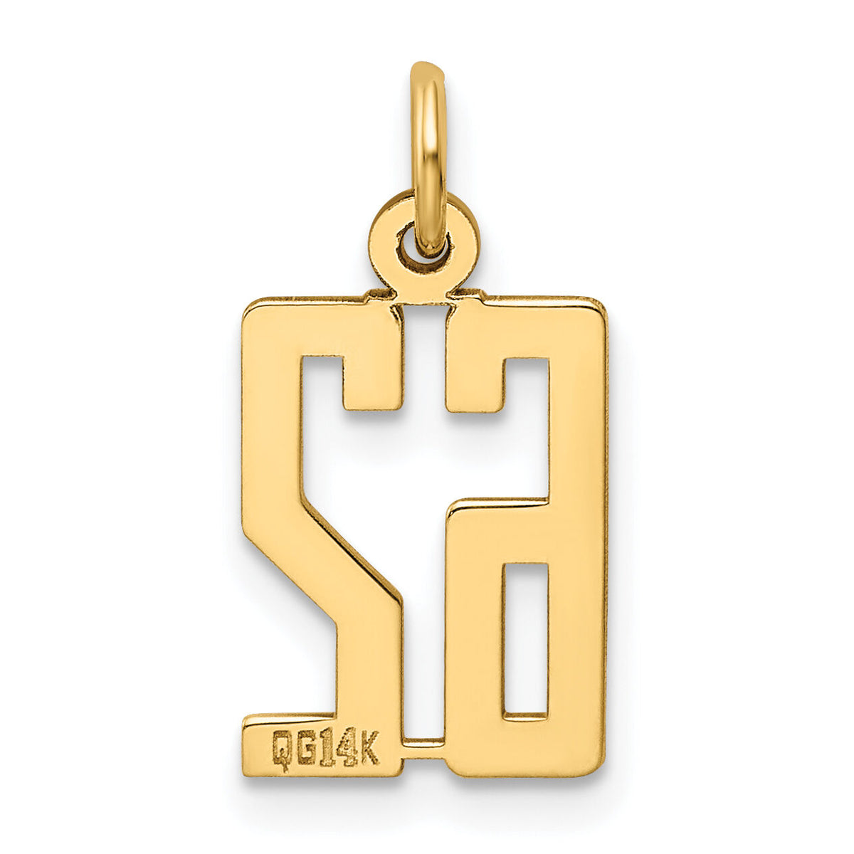 14k Small Elongated Number 62 Charm-LES62