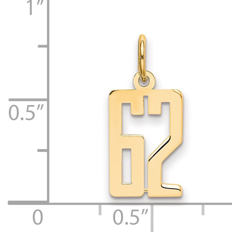 14k Small Elongated Number 62 Charm-LES62