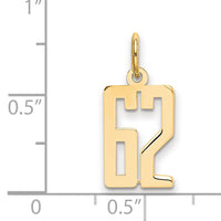 14k Small Elongated Number 62 Charm-LES62