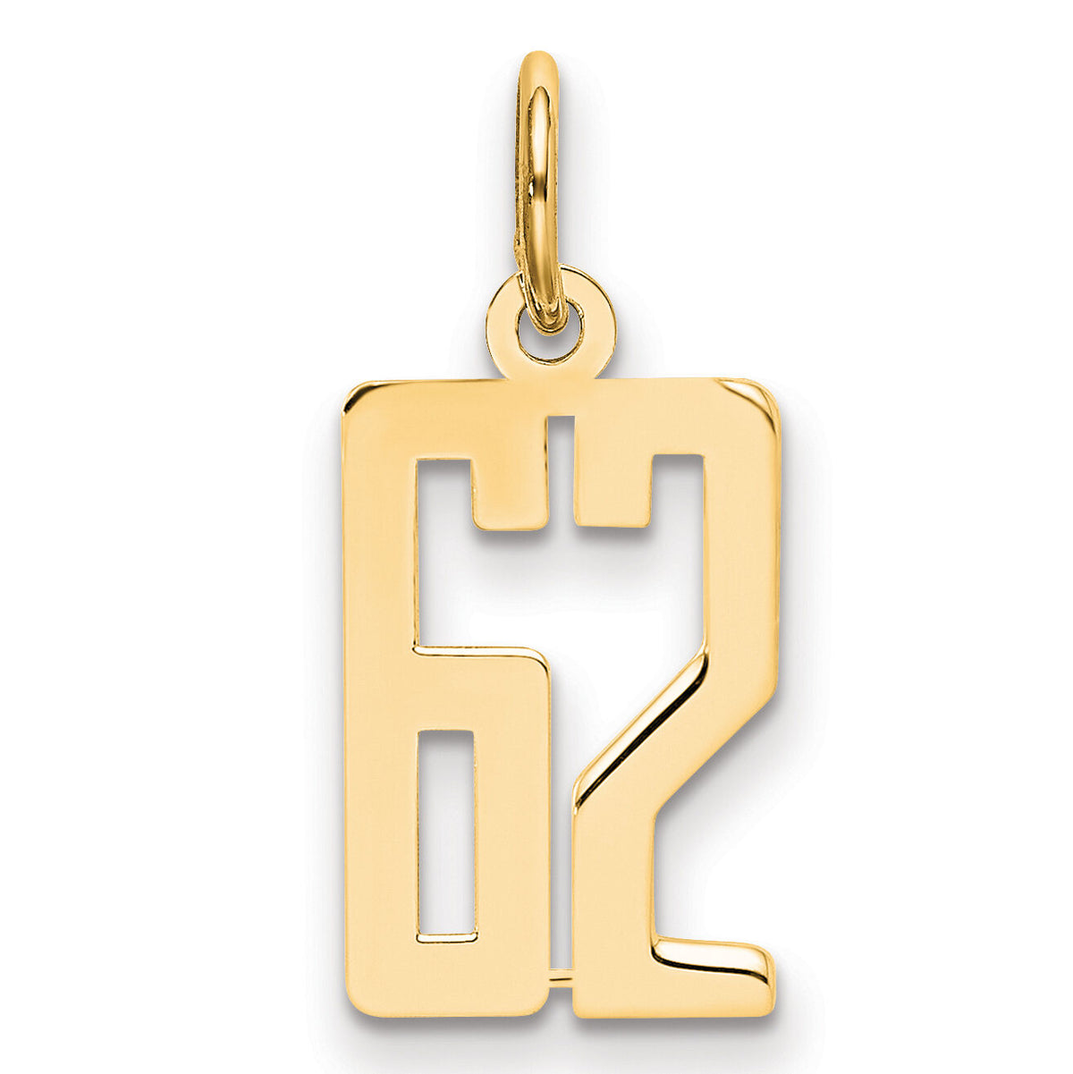 14k Small Elongated Number 62 Charm-LES62