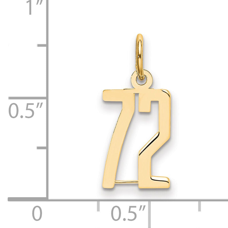 14k Small Elongated Number 72 Charm-LES72