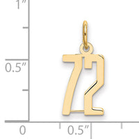 14k Small Elongated Number 72 Charm-LES72